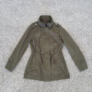 Tommy Hilfiger Utility Military Jacket Hooded Storm Jacket Khaki Windbreaker